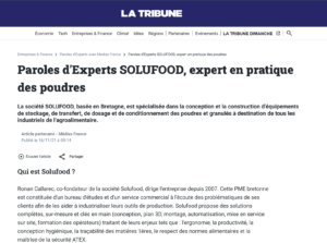 Solufood dans La Tribune le 16 novembre 2021